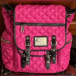 JUICY COUTURE Pink & Black Quilted Backpace NWOT
